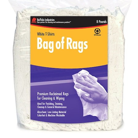 Buffalo Industries 8 Lb  Wht Tee Sht Rags Bagged 10526PB